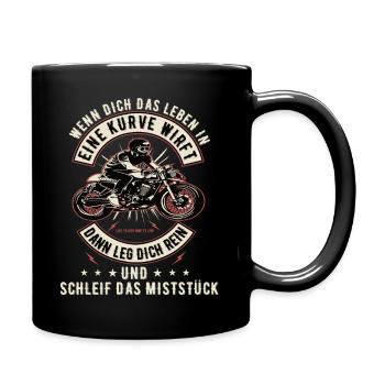 Motorrad Biker Motorradfahrer bike Rocker Rentner - Tasse einfarbig - Schwarz - Rechts