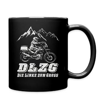 DLZG Die Linke zum Gruß Adventure Motorrad Bike - Tasse einfarbig - Schwarz - Rechts
