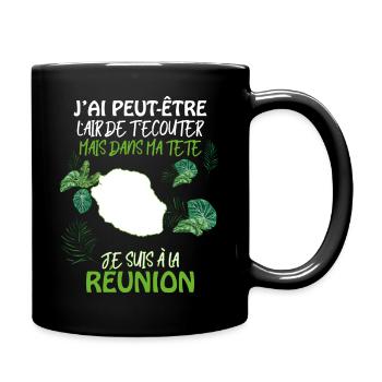 Message La Réunion Humour Patrie - Mug uni - noir - Droite