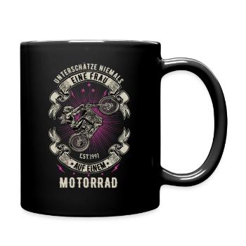Bikerin Motorradfahrerin Bike Bikes Frau Bikergirl - Tasse einfarbig - Schwarz - Rechts