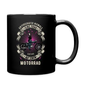 Bikerin Motorradfahrerin Bike Bikes Frau Bikergirl - Tasse einfarbig - Schwarz - Rechts