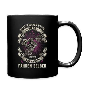 Bikerin Motorradfahrerin Bike Bikes Frau Bikergirl - Tasse einfarbig - Schwarz - Rechts