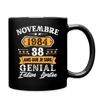 Cadeau D'anniversaire 38 Ans Novembre 1984 Rétro - Mug uni - noir - Droite