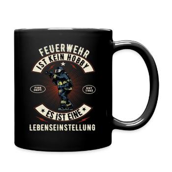 Feuerwehr Feuerwehrmann Freiwillige Feuerwehr 112 - Tasse einfarbig - Schwarz - Rechts
