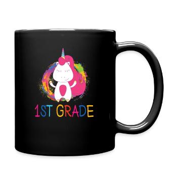 Official 1st Class Unicorn Rainbow Design - Full Colour Mug - black - Right