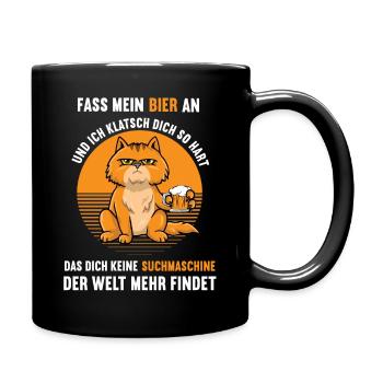 Fass mein Bier an Katze Katzen Katzenliebhaber - Tasse einfarbig - Schwarz - Rechts