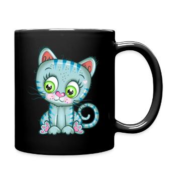 Adorable baby blue kitten - Full Colour Mug - black - Right