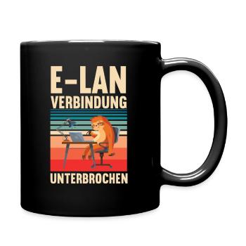 E Lan Verbindung Faultier Faultierliebhaber sloth - Tasse einfarbig - Schwarz - Rechts