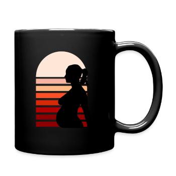 Vintage Schwangerschaft - Tasse einfarbig - Schwarz - Rechts