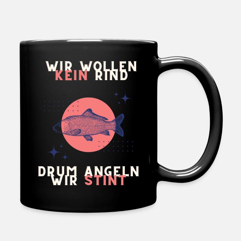 wir wollen kein Rind, drum angeln wir Stint - Tasse einfarbig - Schwarz