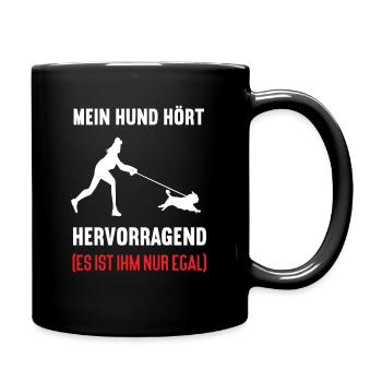 Mein Hund Hört Hervorragend Mops Möpse Mopshalter - Tasse einfarbig - Schwarz - Rechts