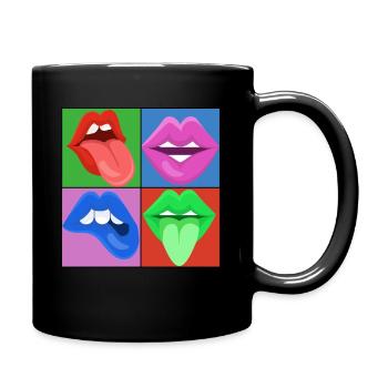 Mouth Lip- Mund Lippen Design - Tasse einfarbig - Schwarz - Rechts