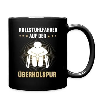 Rollstuhlfahrer auf der Überholspur Rollstuhl - Tasse einfarbig - Schwarz - Rechts