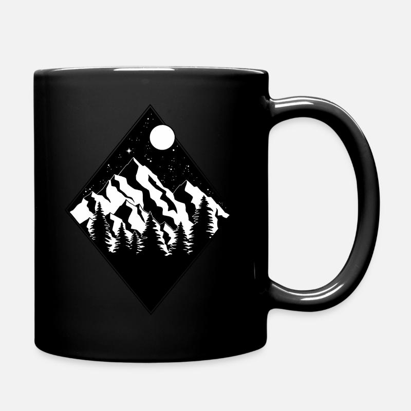 Grafik Berge und Wald - Tasse einfarbig - Schwarz