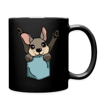Süßes Baby Wallaby in Pocket Aufkleber - Tasse einfarbig - Schwarz - Rechts