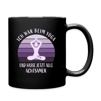 Ich war beim Yoga - Tasse einfarbig - Schwarz - Rechts