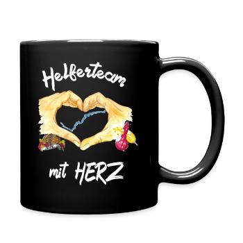 Helferteam mit Herz weiß - Tasse einfarbig - Schwarz - Rechts