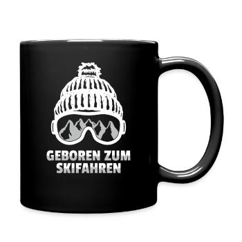 Ski Skifahrer geboren Skifahren Skiurlaub Geschenk - Tasse einfarbig - Schwarz - Rechts