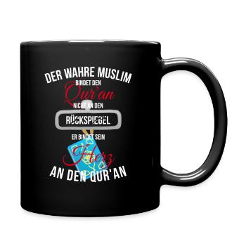 Qur'an im Herzen weiß - Tasse einfarbig - Schwarz - Rechts