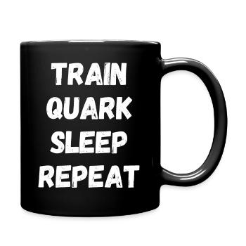 Train Quark Sleep Repeat Eat Gym Fitness Kraft - Tasse einfarbig - Schwarz - Rechts