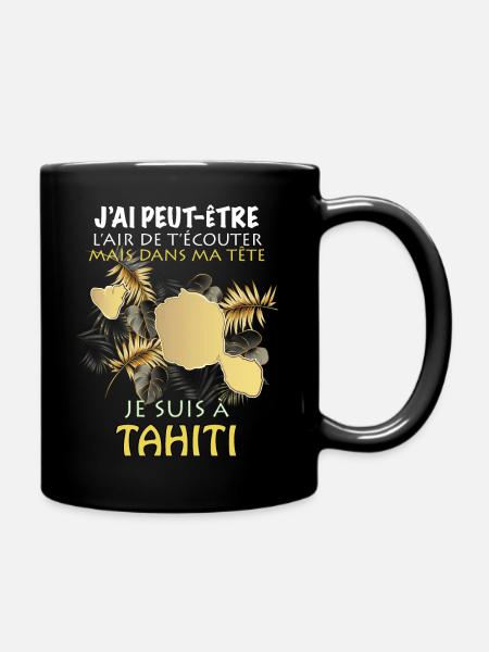 Tahiti je T'Aime Idée Cadeau Homme Femme - Mug uni - noir