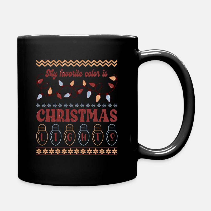 Christmas lights, Christmas, Xmas, ugly sweater - Full Colour Mug - black