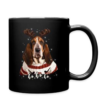 Christmas dog Basset - Full Colour Mug - black - Right
