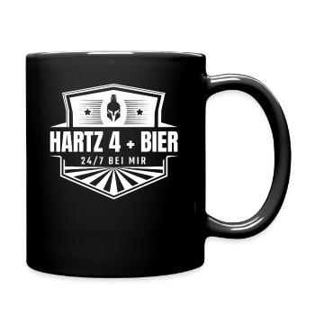 Hartz 4 + Bier 24/7 bei mir - Tasse einfarbig - Schwarz - Rechts