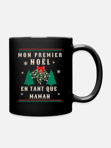 MY FIRST CHRISTMAS AS A MOM WOMEN'S TSHIRT - Full Colour Mug - black