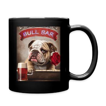 englische bulldoge sitzt an der Bar - Tasse einfarbig - Schwarz - Rechts