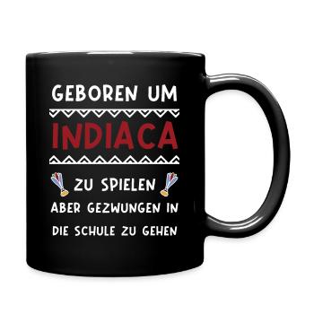 Geboren um Indiaca zu spielen zur Schule gezwungen - Tasse einfarbig - Schwarz - Rechts