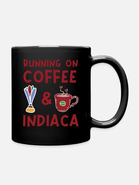 Running on coffee and Indiaca, sports design - Tasse einfarbig - Schwarz