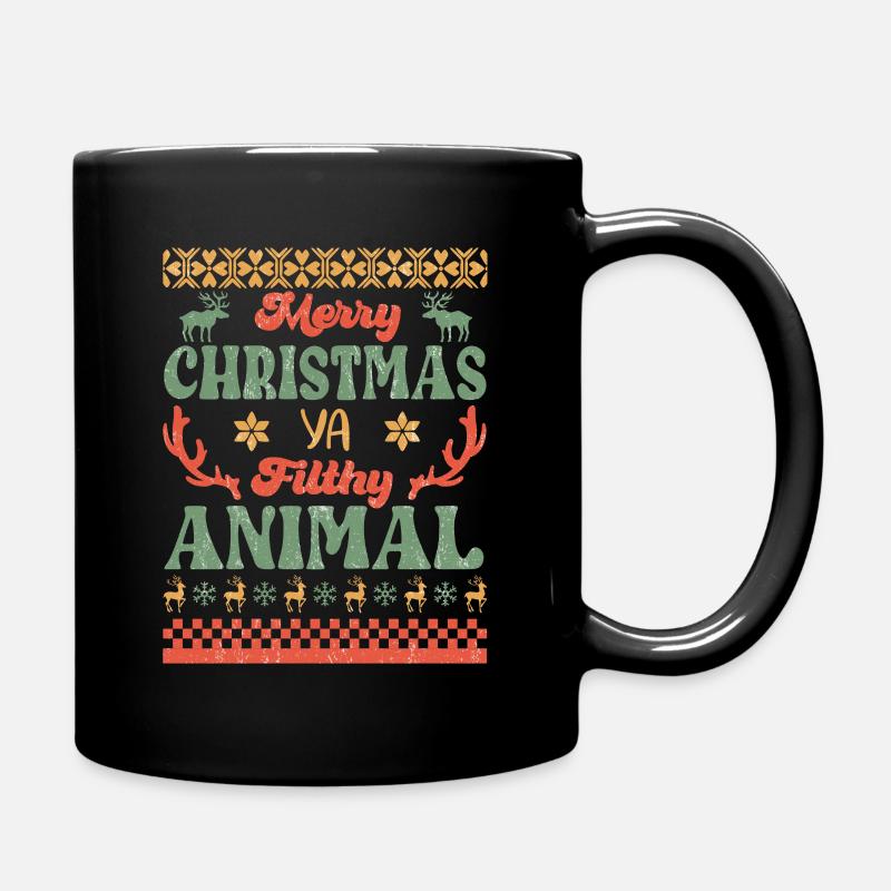 Frohe Weihnachten ya dreckiges Tier - Tasse einfarbig - Schwarz