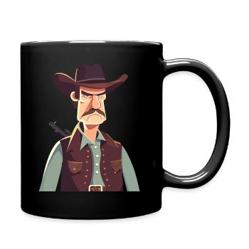 Ein mürrischer Cowboy mit einer Pistole auf dem Rücken - Tasse einfarbig - Schwarz - Rechts