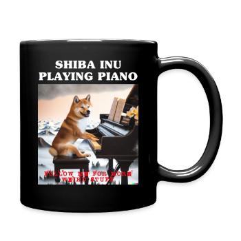 SHIBA INU PIANO - Full Colour Mug - black - Right