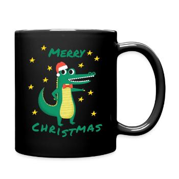 Crocodile Merry Christmas Star Gift Idea - Full Colour Mug - black - Right
