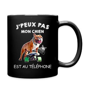 Chien Téléphone Cadeau Marrant Bouledogue - Mug uni - noir - Droite