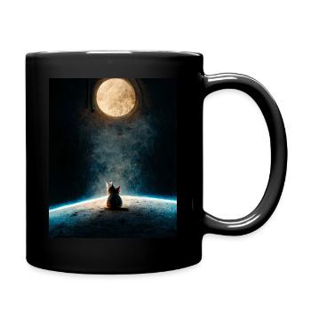 katze auf dem mond - Tasse einfarbig - Schwarz - Rechts