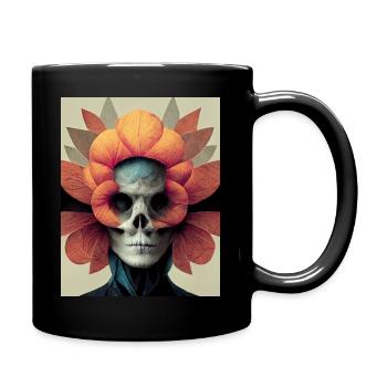 Skull Bauhaus vintage style v06 - Full Colour Mug - black - Right