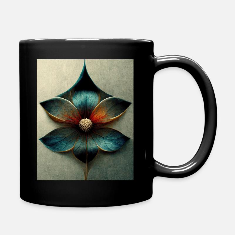 Blumen bauhaus Stil Vintage - Tasse einfarbig - Schwarz