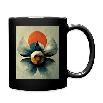 Blumen bauhaus Stil Vintage - Tasse einfarbig - Schwarz - Rechts
