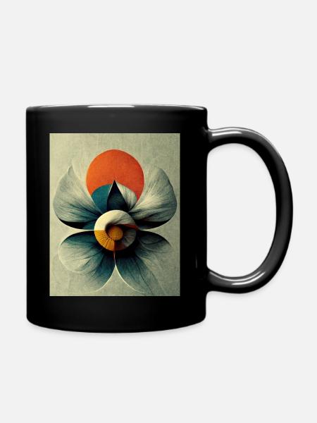 Flower bauhaus Style Vintage - Full Colour Mug - black