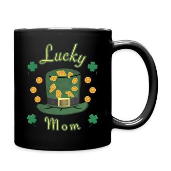 St. Patrick‘s Day, Lucky Shamrock - Tasse einfarbig - Schwarz - Rechts