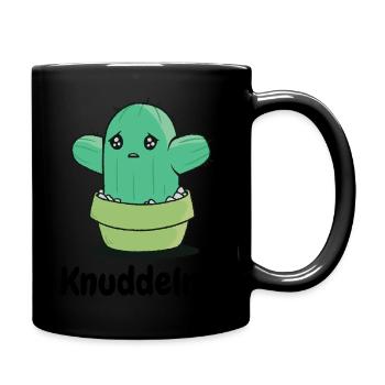 Kaktus zum Knuddeln- Lustiger süßer Kaktus - Tasse einfarbig - Schwarz - Rechts
