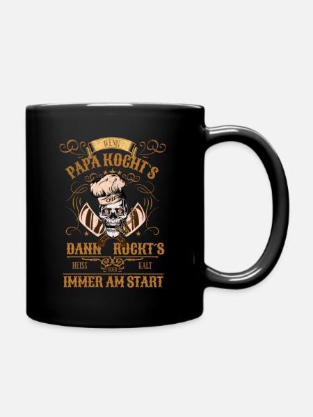 PAPA COOKS AND ROCKS- Design - Full Colour Mug - black