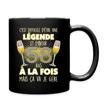 Anniversaire 58 ans Légende Citation Homme Femme - Mug uni - noir - Droite