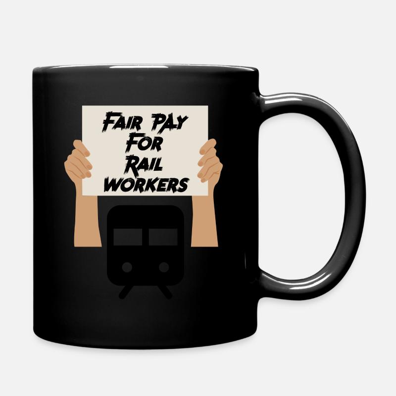 Fair pay for rail workers - Full Colour Mug - black