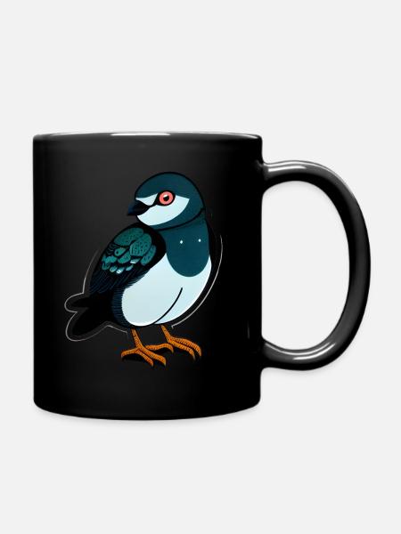 Vogel Sticker - Tasse einfarbig - Schwarz