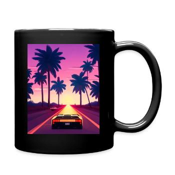 countach drives sunset in miami - Full Colour Mug - black - Right
