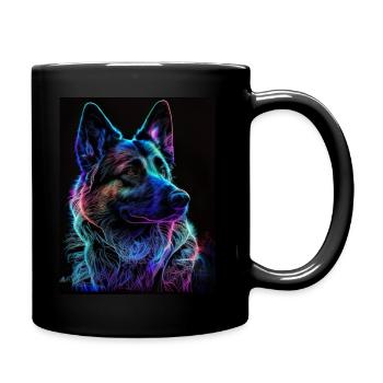 Neon Alsatian dog - Full Colour Mug - black - Right